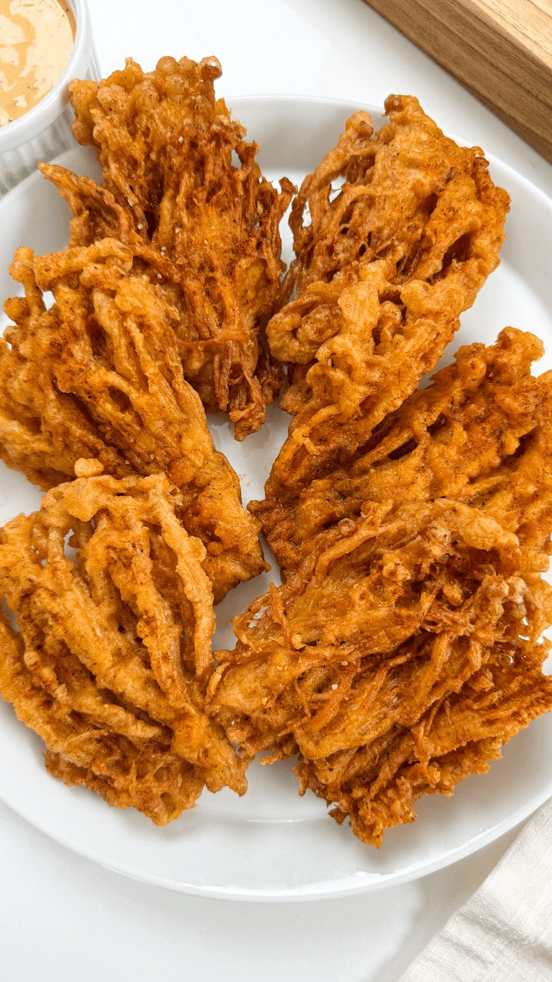 Fried Enoki Mushrooms with Chili Crisp Mayo