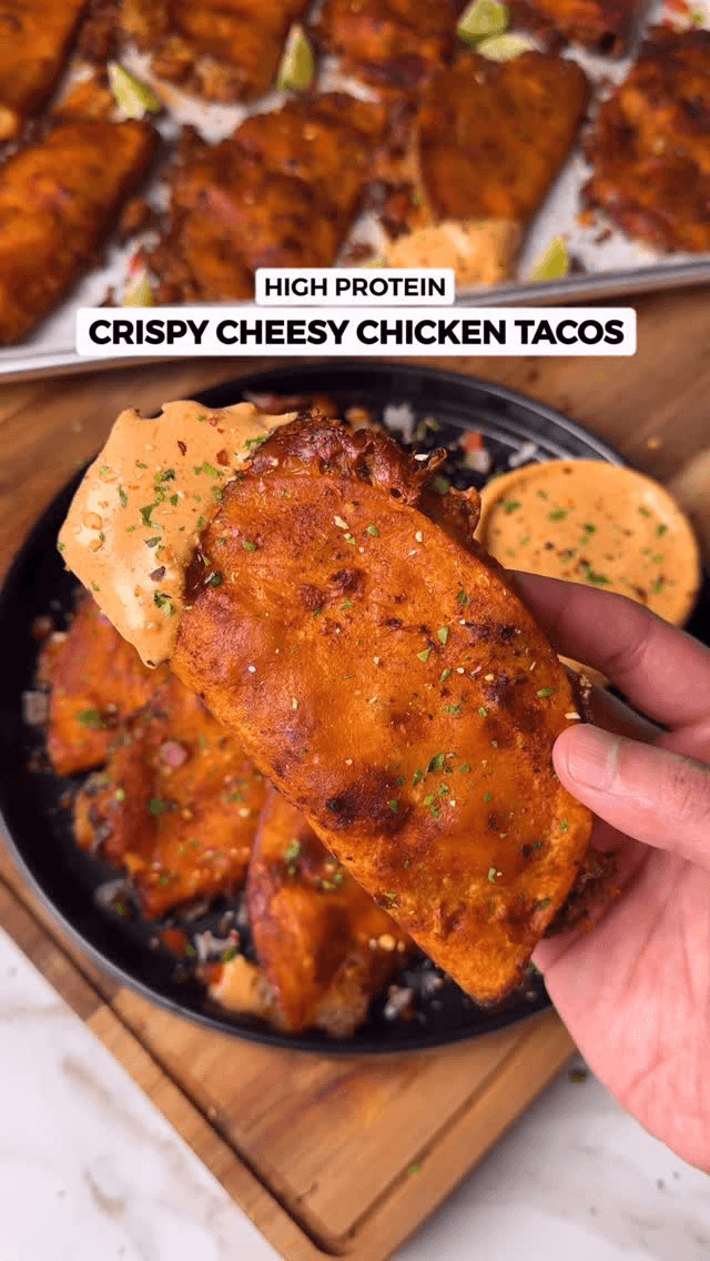 High Protein Crispy Cheesy Chicken Tacos