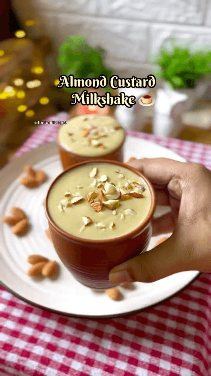 Vrat Special Creamy Almond Custard Milkshake