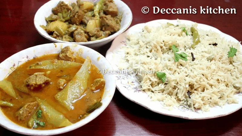 Hyderabadi Special Kaddu ka Dalcha, Baghara Khana and Gavar ki Phalli ka Sukha Salan