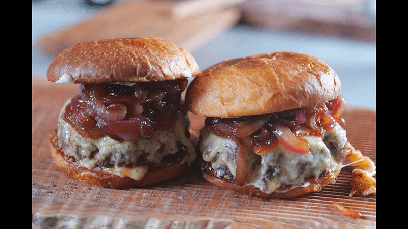 Homemade Brioche Burger with Caramelized Onions Thumbnail