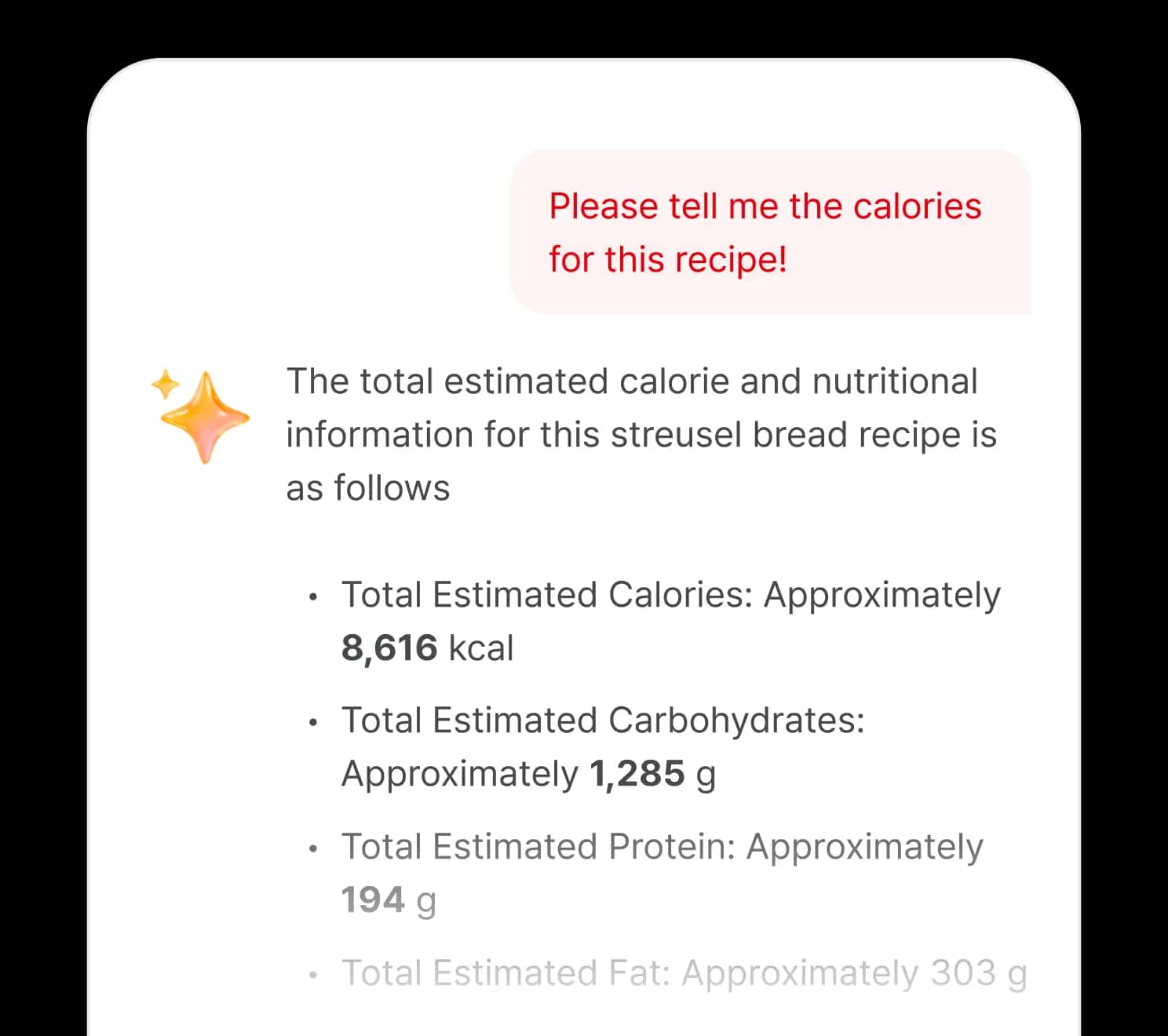 AI assistant answering recipe questions